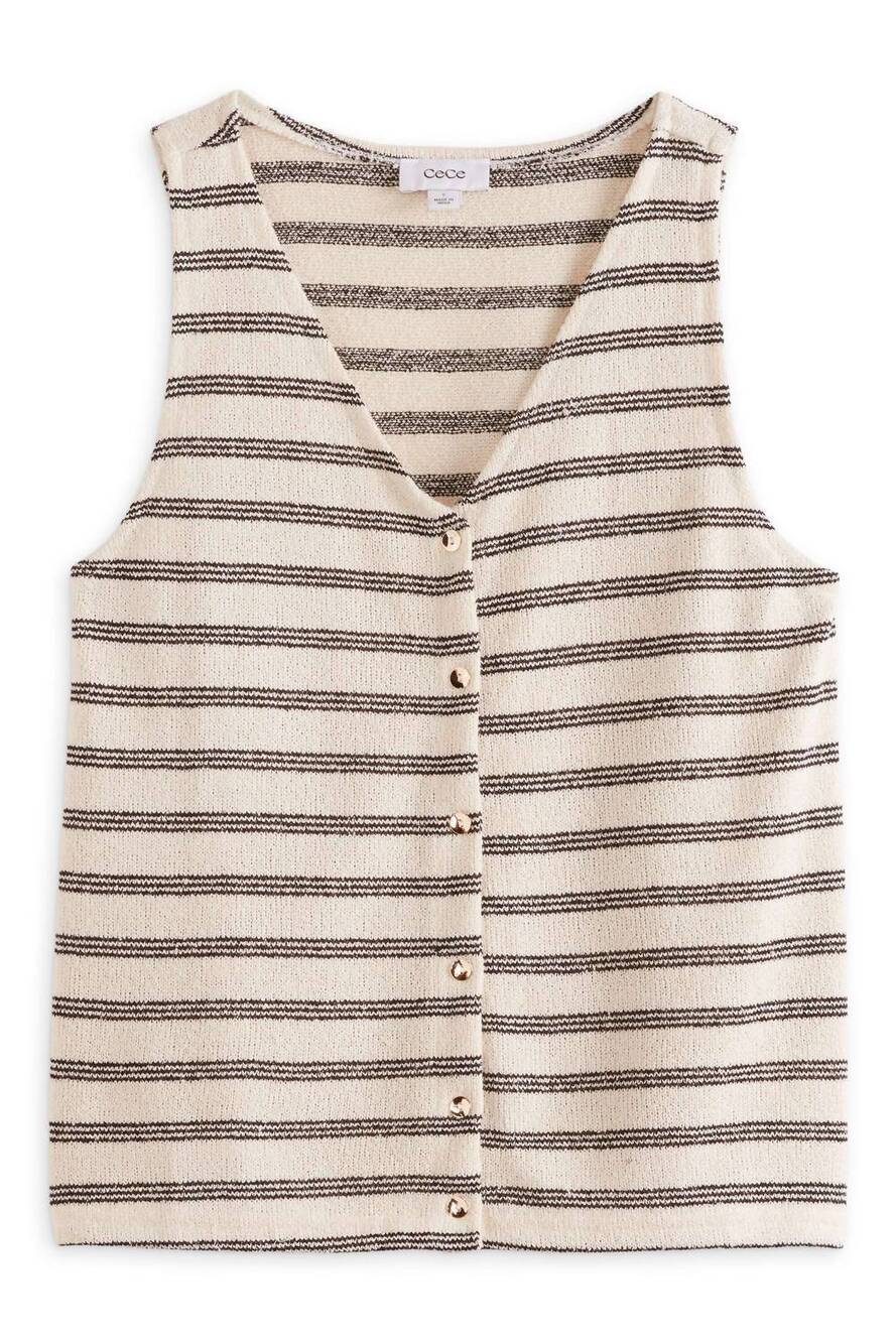 NEW CECE willa button down vest tank in new ivory